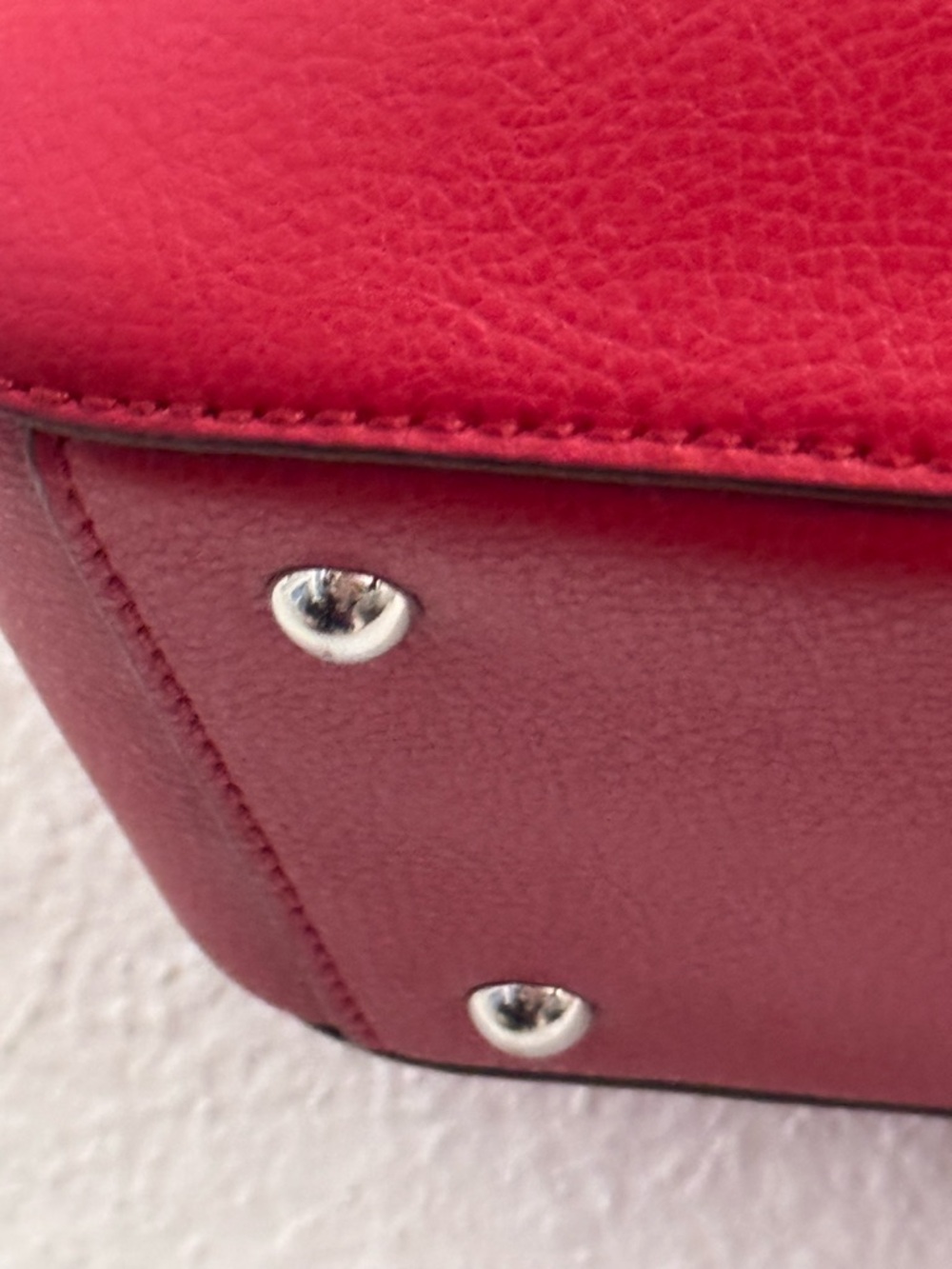 Ralph Lauren Arlington Tote Bag Red Cow Leather Sleek Shopper Silver Accents - Picture 6 of 16